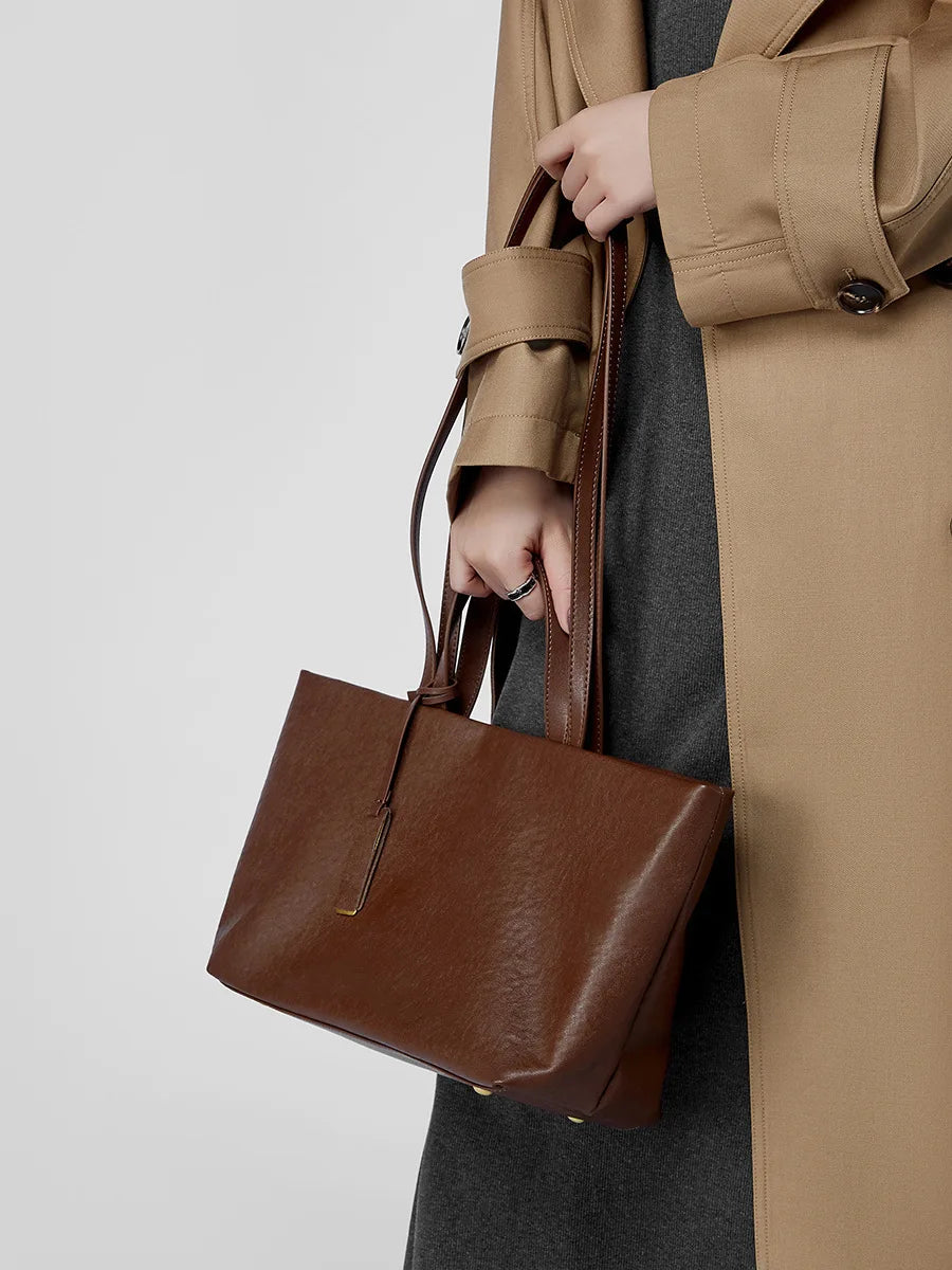 Luxury woman Shoulder bag soft leather large capacity square fashion tote bag korean Fashionable Handbag  Shopping underarm bags