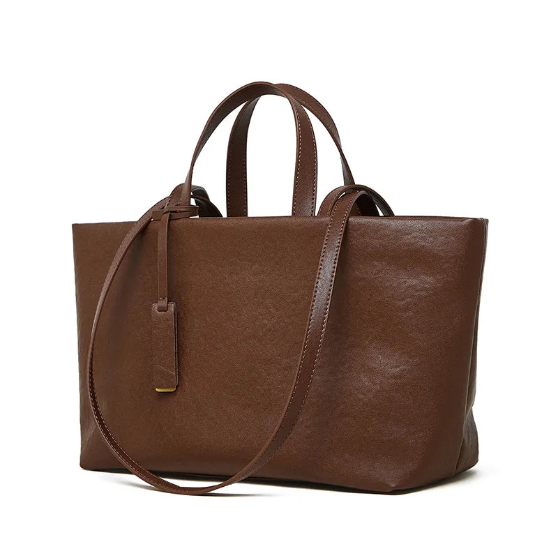Luxury woman Shoulder bag soft leather large capacity square fashion tote bag korean Fashionable Handbag  Shopping underarm bags