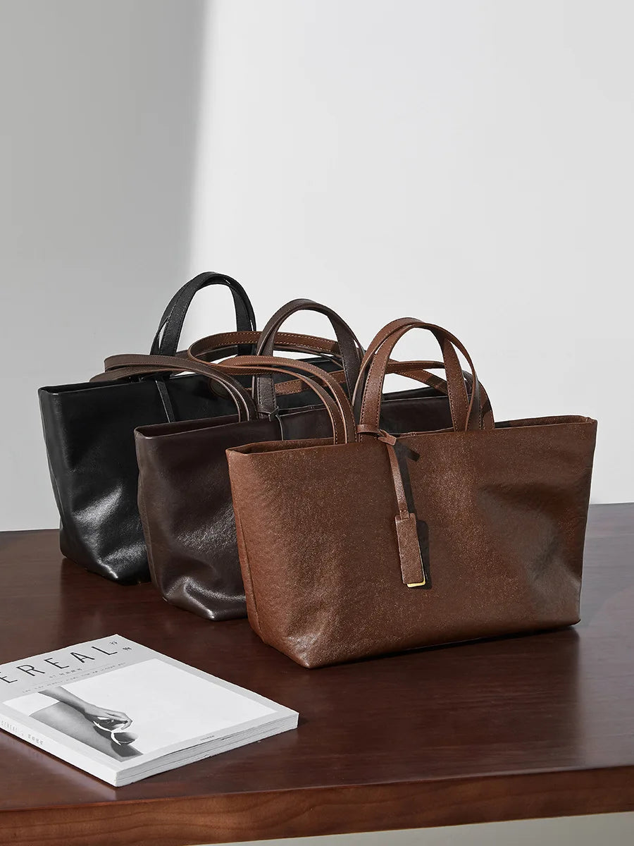 Luxury woman Shoulder bag soft leather large capacity square fashion tote bag korean Fashionable Handbag  Shopping underarm bags