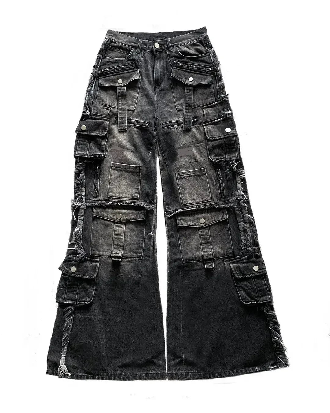 High Waisted Baggy Jeans for Men and Women Wide Leg Pants Punk Multi-Pocket Harajuku Washed Hip-Hop New Heavy Industry Y2K